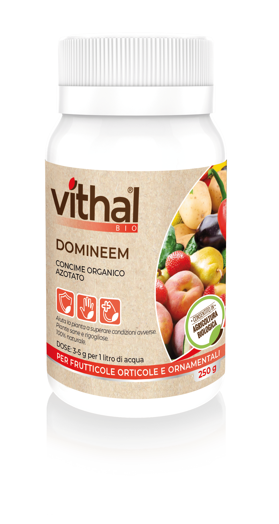 Concime organico azotato per fiori piante e orto Vithal Domineem 250 gr 