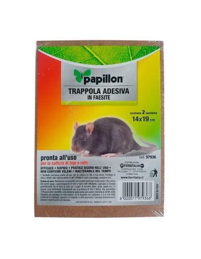 2 Trappola esca adesiva pronto uso per topi e ratti 14 x 19 cm Papillon - Italy Green Life